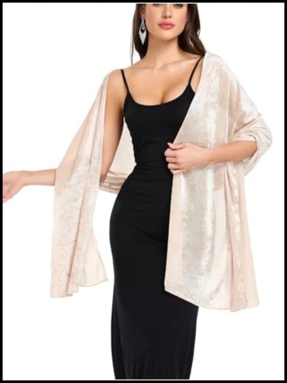 Knit Velvet Shawl Wrap for Women Bridal Bridesmaid Long Scarf Winter Warm